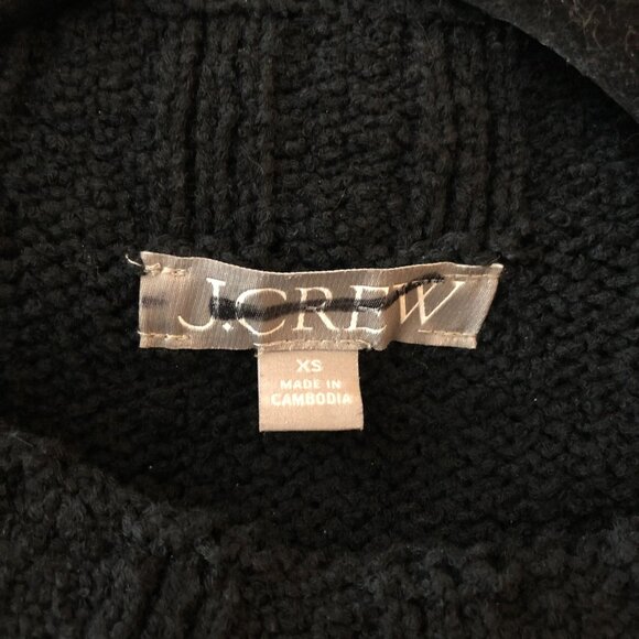 J Crew Marina Sweater In Textured Cotton Blend Chunky Knit Black XS - Picture 4 of 5
